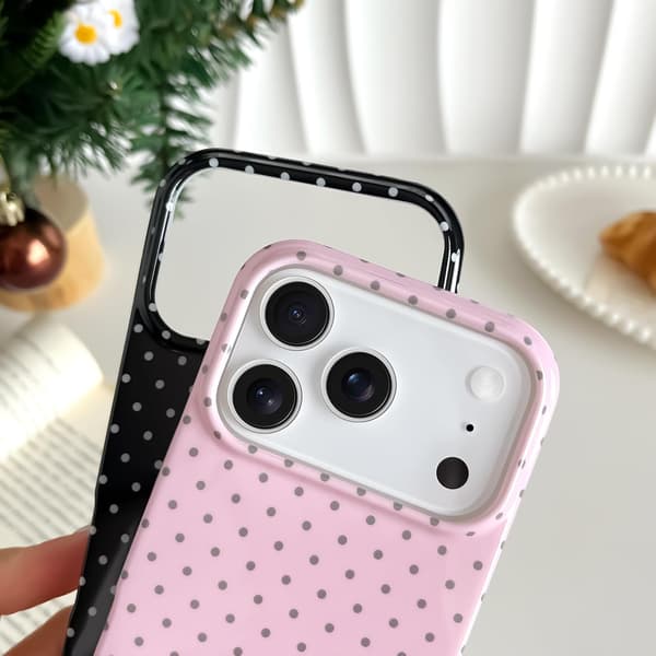 Til iPhone 17 Pro Max-deksel Søt Prikkete Telefon, Vakkert og Stilig, for Kvinner Jenter, rosa pink