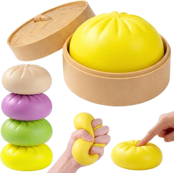 Dumpling Squishy, Söt Mjuk Stresslindrande Klämleksak, Sensorisk Fidgetboll (Gul) yellow
