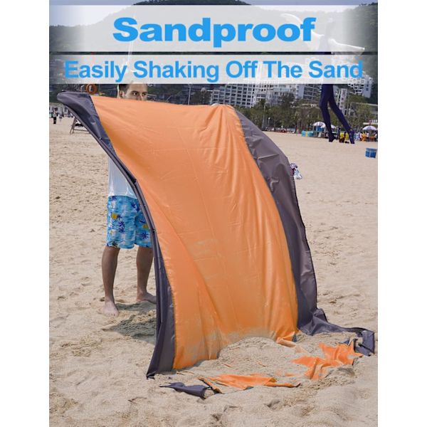 Strandteppe Piknikteppe, 210 x 200cm Sandproof Vanntett Strandmatte, Utendørs Teppe (Oransje)
