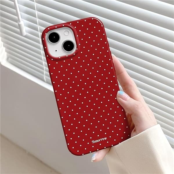 inewateri Kompatibel med iPhone 14 Pro Max Skal, Söt Mode Prickig Design, Mjukt TPU Slim Skyddsfodral Röd iphone14proMax Red