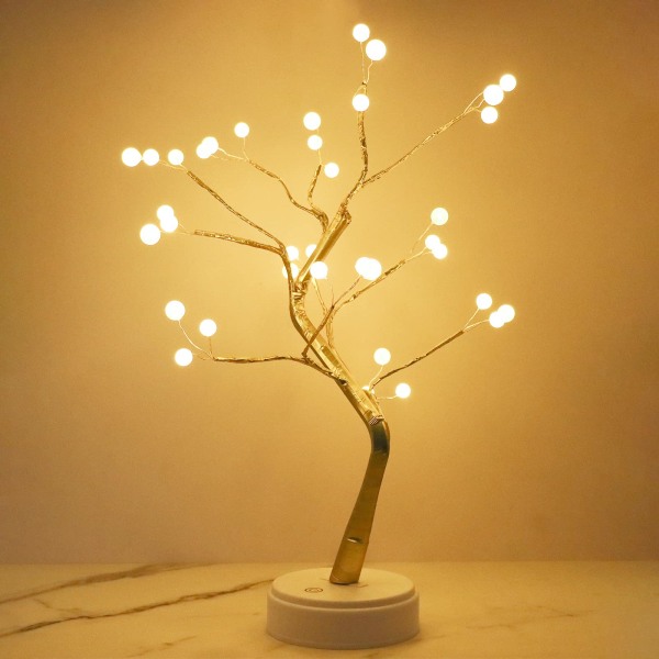 LED-puuvalot Lämmin valkoinen USB Bonsai Tree Light Säädettävät oksat Paristokäyttöiset koristepuuvalaistut pienet puuvalot (36 lampun helmiä)