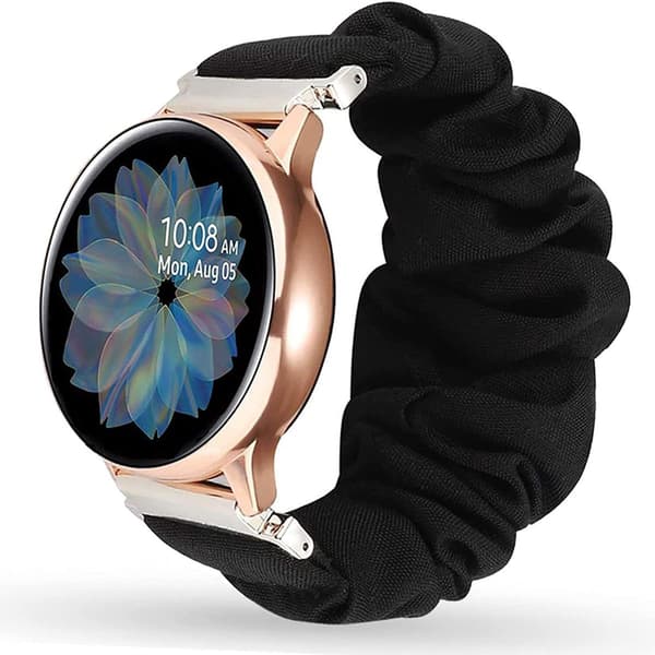Kompatibel med Samsung/Huawei Smartwatch Band Universal Flad Mode Print Scrunchie Urrem - Sort 20 mm 15