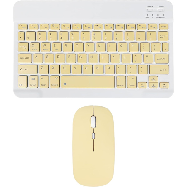 Trådlöst tangentbord och mus - Uppladdningsbart smalt Bluetooth-tangentbord och mus-set, tyst Bluetooth-mus, sladdlöst tangentbord kompatibelt YELLOW