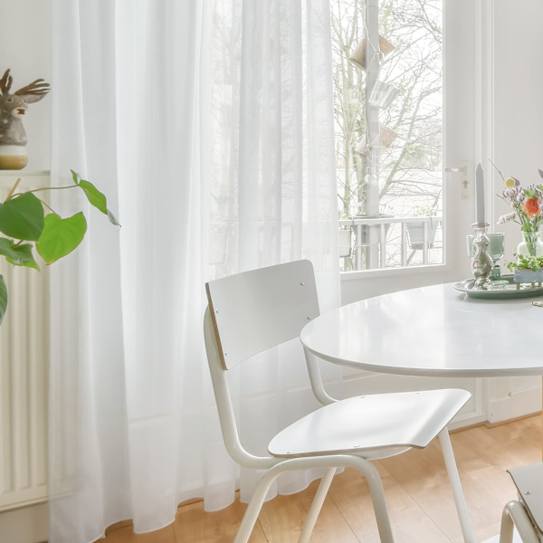 Gardiner gennemsigtige øjer gennemsigtige 260x140 cm hvid sæt med 2