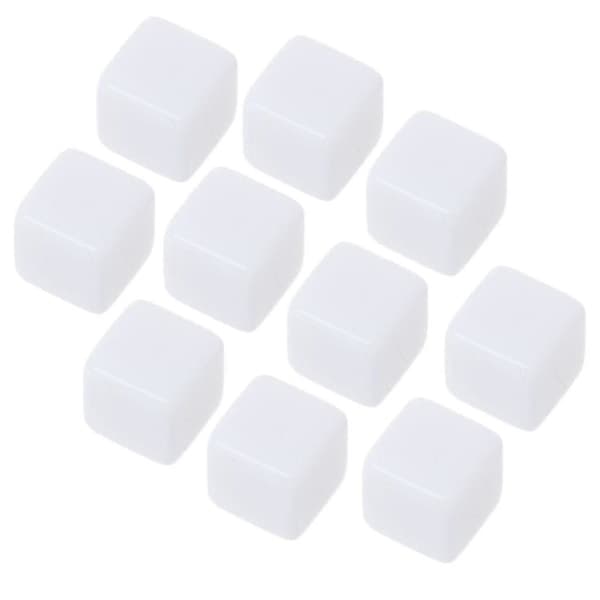 10 stk. firkantede 6-sidede terninger 16mm/18mm/20mm hvide blanke terninger til børnelegetøj