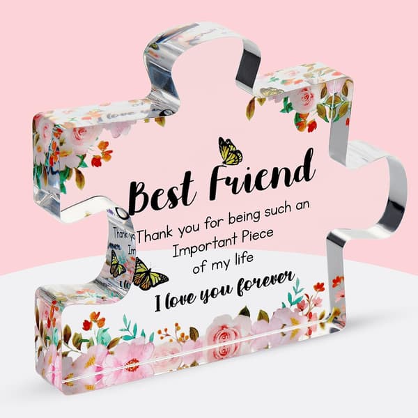 Akrylpuslespill som gave til bestevenninner - gravert vennskapsminne til bursdag og ju Best Friend Flower Design