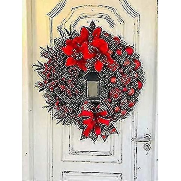 Julekrans Kunstige Blomster Rød 40cm Julekranse Julepejs Krans Indendørs Udendørs 40cm