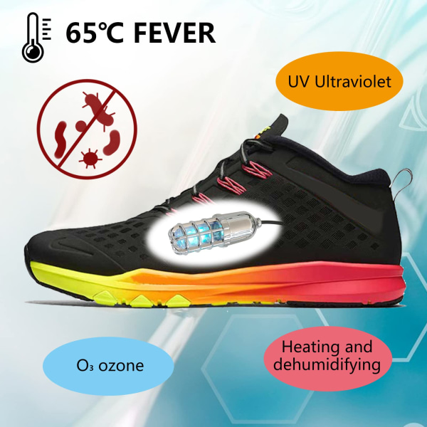Ultraviolet sko lugt Eliminator-effektivt rene sko Sko deodorant sterilisator, forhindre lugt støvletørrer, tre indstillingstilstande sko opfriskere