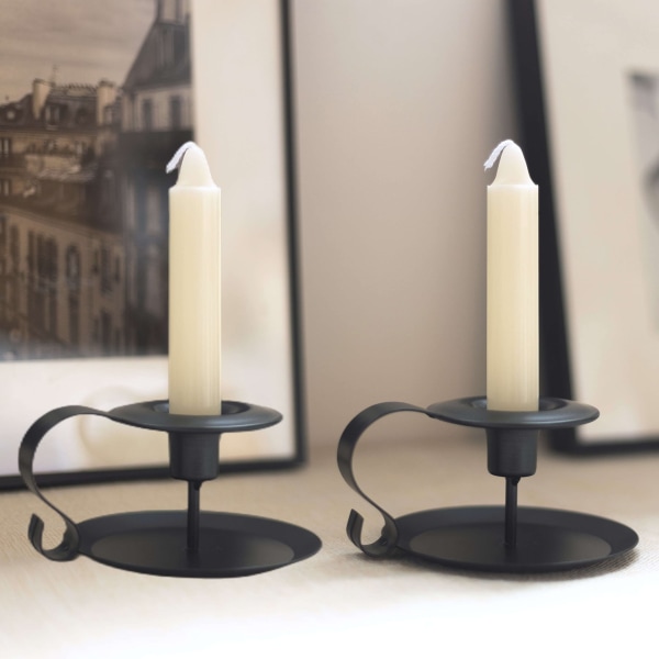 St. Vintage ljusstakar med set Svart metall ljusstakehållare för pinnljus Lämplig bordsdekoration