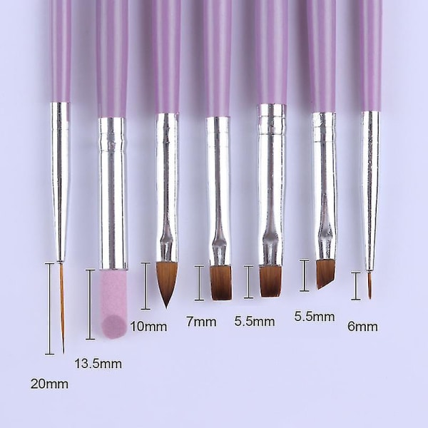 7 stk. neglekunst penselsæt til neglemaling design akryl UV gel pensler liner pen