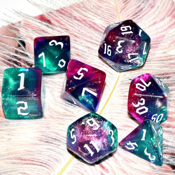 Spilterningssæt, 7 stk. polyhedralsæt til Dungeons and Dragons RPG MTG rollespil bordspil (blå+lilla) purple+blue