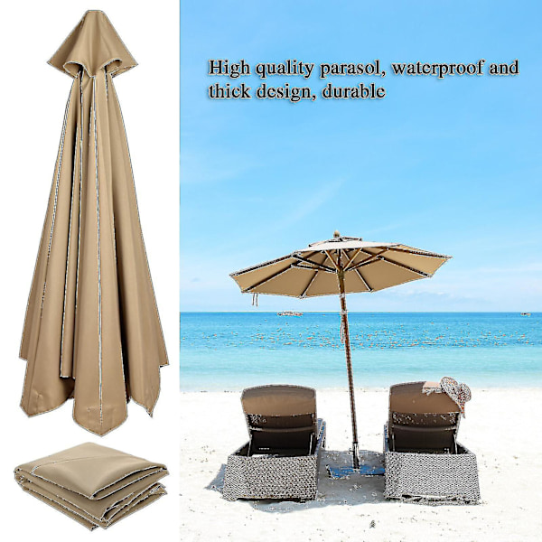 Bedste sælger udskiftning stof haveparasol baldakin cover til 3m 6/8 arm terrasse sol paraply 50% tilbud-xgm Tan 300cm*8k