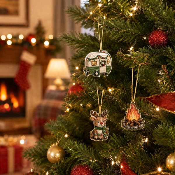 Julekalender Blind Box 2026, Akryl Nøglering Ornament Sæt C