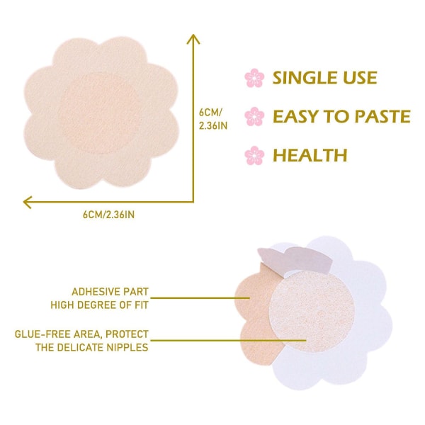 30 par bröstvårtsskydd Osynligt cover , osynligt bröstvårtsskydd för kvinnor, cover Vattentätt engångsbröstklistermärke cover(blomma)