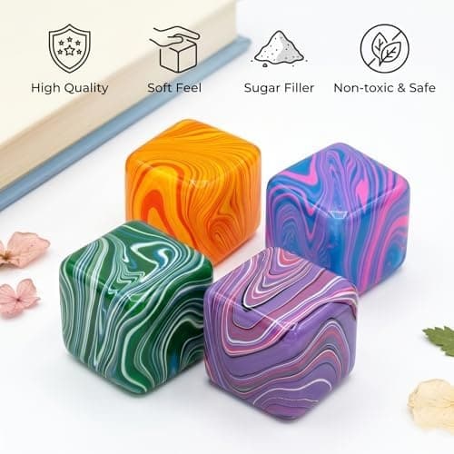 4-pakning stresskuber squishy-leker i bulk, 5 cm høydensitets kube fidget-leker