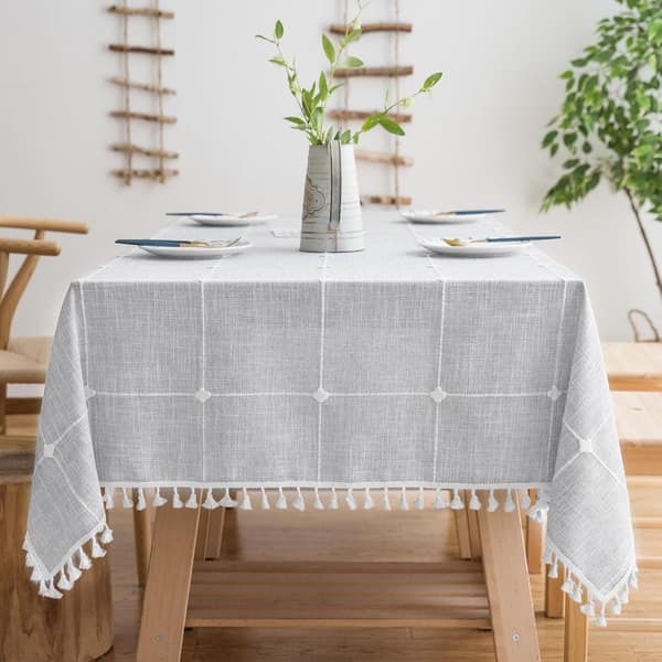 1 stk rektangulær duk i bomull og lin, vannavstøtende 140x178cm | stoff Passer til 4-6 seters spisebord