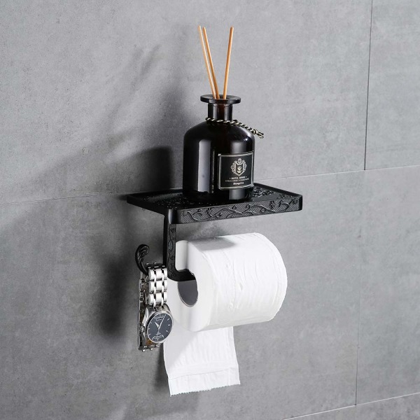 WC-paperiteline WC-paperiteline WC-paperiteline matkapuhelintelineellä seinäkiinnitys rullateline seinäkiinnitys kylpyhuoneen tarvikkeet musta
