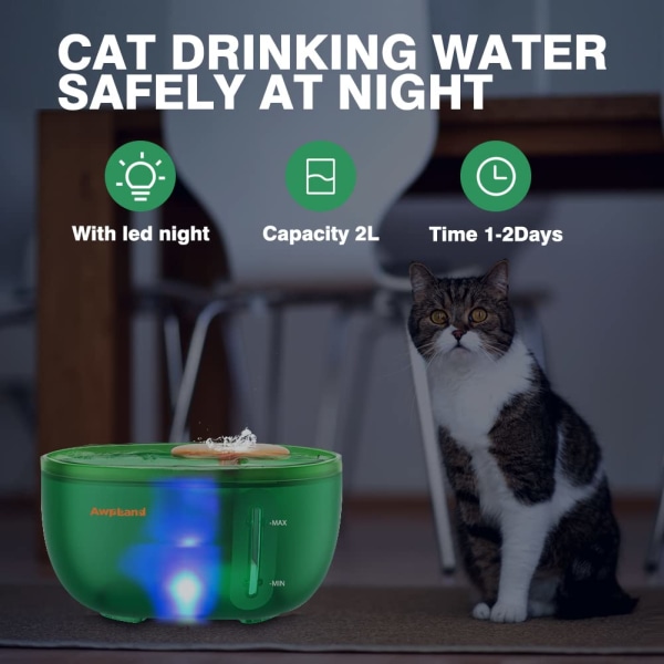 Ultratyst kattfontän, 2L vattenfontän för katter och hundar