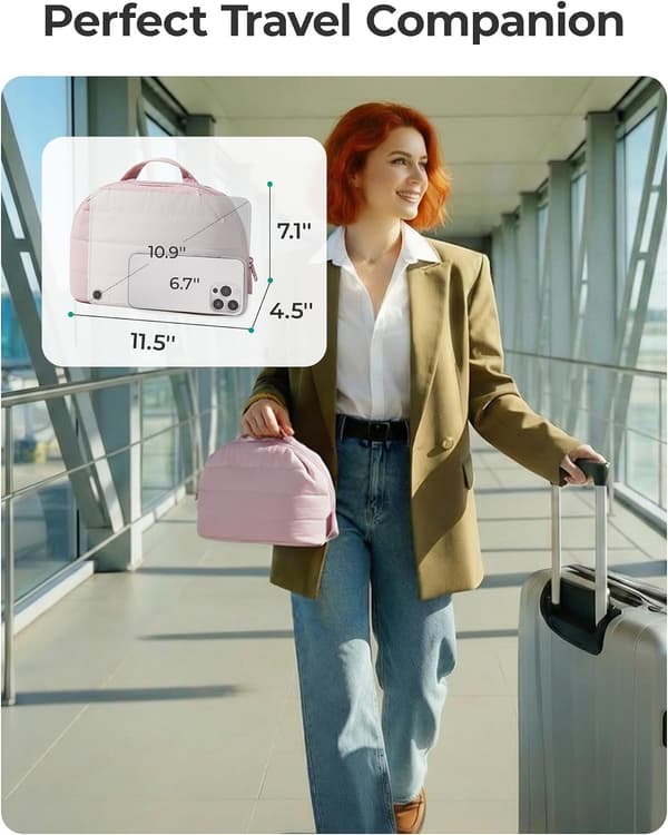 1 Reisesminkeveske – Flat, sammenleggbar design – rosa pink