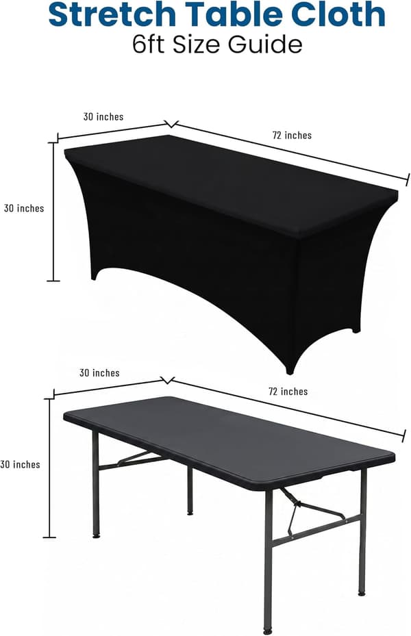 1 stk Spandex duk [183 cm, svart] Stram, tilpasset, vaskbar og rynkebestandig elastisk rektangulær utebordduk, 183Lx76Bx76H cm black