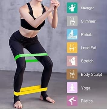 5 stk. Træningselastikker, Modstandsbånd, Yoga, Genoptræning