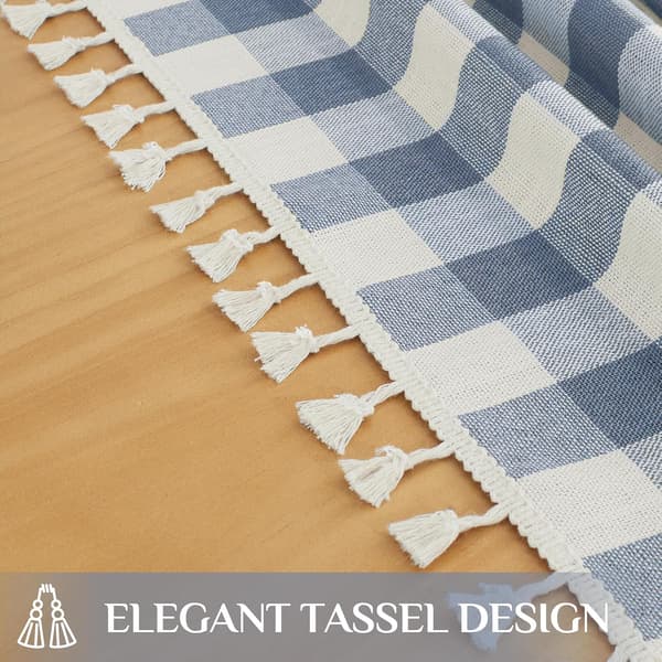 1 st Gingham Duk blå Utomhusduk Rektangulär 140x200 cm Avtorkningsbar Bomull Tofs Boho Dukar Vattentålig, 55x78 tum blue