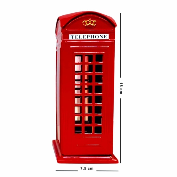 Stor telefonboks Pengekasse Mønt Støbt Sparegris London Souvenirs Rød Telefonboks Pengekasse lavet af støbt metal