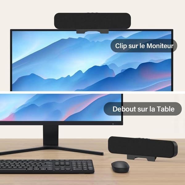 Mini USB PC-högtalare med klämma. Plug & Play, kompatibel med datorer/telefoner/surfplattor. Svart.