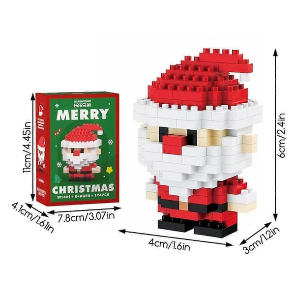 Jule Micro Byggeklodser Sæt, DIY Mini Mursten Legetøj til Børn og Voksne, Pædagogisk Julepynt, Julegave Dukker 6pcs