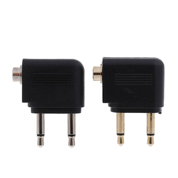 2 stk. 3,5 mm flyhovedtelefon mono-konverter rejseflyselskabsadaptere