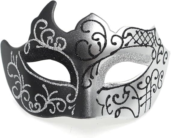 Maskeradmasker för män och kvinnor, svart&silver 1 st black&silver