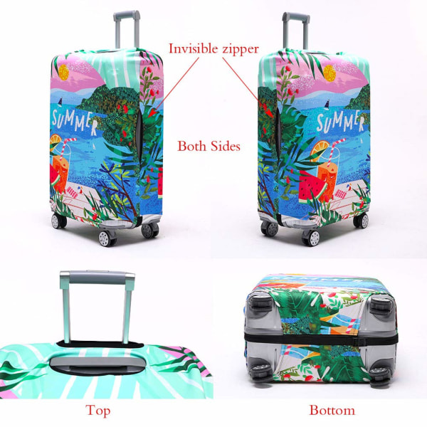 Cover Tvättbart resväskaskydd anti-scratch cover Passar 18-32 tums bagage (sommaruppfriskningar, XL)