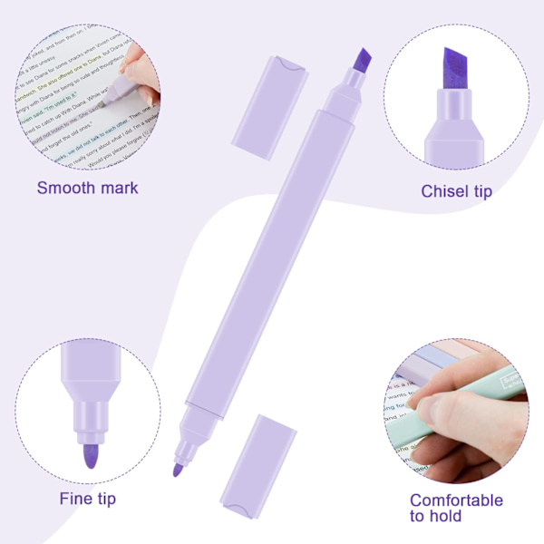 12 färger highlighter pastell highlighter penna dubbel huvud, färgglada highlighter pennor estetiska, textmarkörer skolmaterial markör pastell