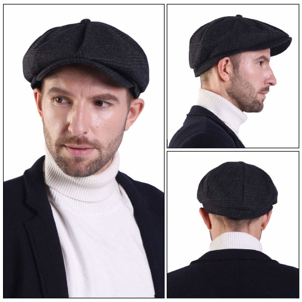 Peaked cap herre flat cap, sommer/vinter justerbar størrelse