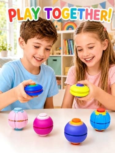 Balkwan 3D-printad press-to-spin fidget-boll, push & spin sensorisk leksak, stresslindrande skrivbordsspinner för klassrum, kontor och hem, handhållen fidget Blue