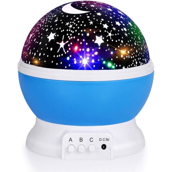 Yövalo Moon Star -projektori 360 asteen kierto - 4 LED-lamppua 9 valon värin vaihto USB kaapelilla, ainutlaatuiset lahjat