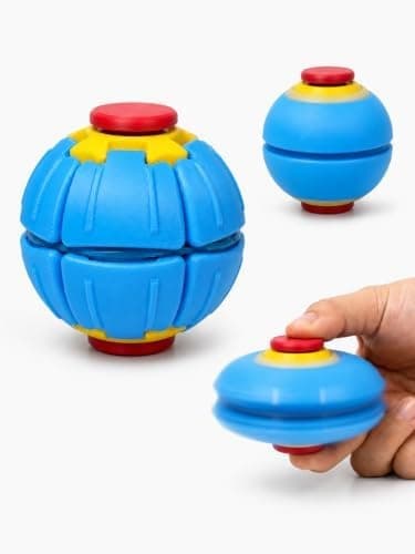 Balkwan 3D-printad press-to-spin fidget-boll, push & spin sensorisk leksak, stresslindrande skrivbordsspinner för klassrum, kontor och hem, handhållen fidget Blue
