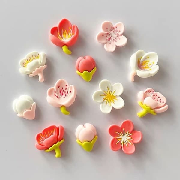 12 stk. køleskabsmagneter lyserøde blomster harpiks dekorativ whiteboardmagnet