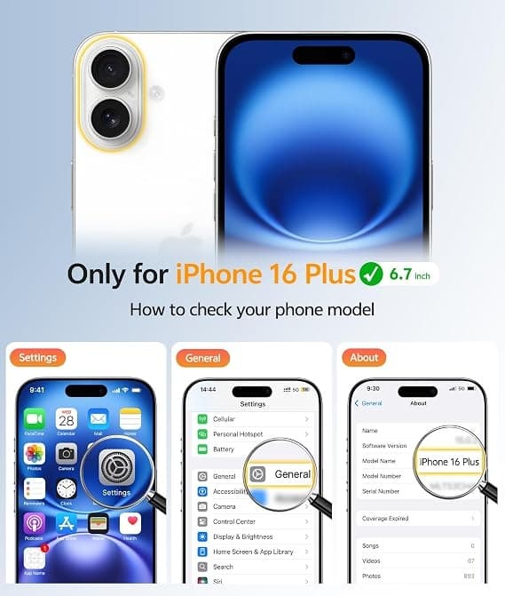 FNTCASE til iPhone 16 Plus-deksel med skjermbeskytter, MagSafe-kompatibel, gjennomsiktig matt, støtsikkert deksel i militær kvalitet, klart Clear