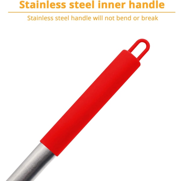 Håndtak av rustfritt stål Silikon nonstick spatler, høy varmebestandig til 480°F, matvareklasset slissete, BPA-fri, slisset spatel (rød)