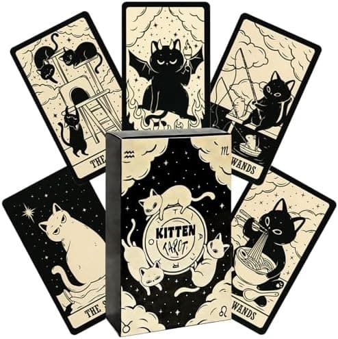 78 Kattekilling Tarotkort, Sødt Katte Tarotkortsæt til Læring | Spådomsspil for Begyndere og Professionelle