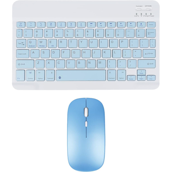 Langaton näppäimistö ja hiiri - Ladattava ohut Bluetooth-näppäimistö ja hiirisetti, hiljainen Bluetooth-hiiri, langaton näppäimistö yhteensopiva BLUE