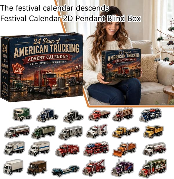 Amerikansk Lastbil Julekalender 2026, 2D Akrylfigurer Gave 24 stk C