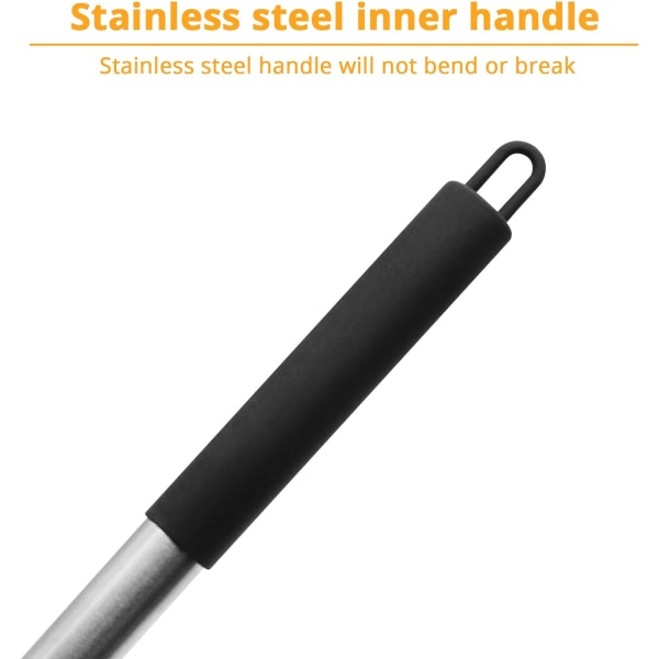 Silikon nonstick spatler, høy varmebestandig til 480 °F, rustfritt stål håndtak for næringsmiddelgodkjent slissete, BPA-fri, slissede spatel (svart)