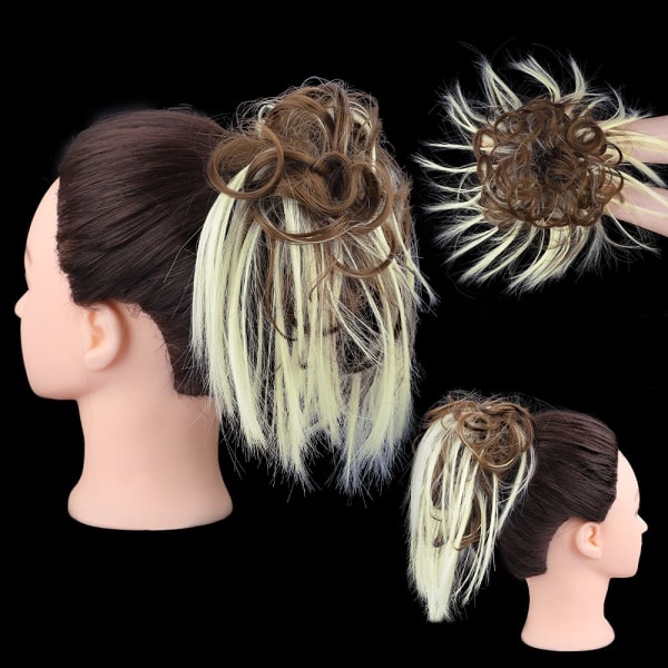 Hairpiece Hair Extension Hestehale med elastisk gummibånd Updo Hestehale Hairpiece Syntetisk hårforlængelse (lyse gyldenbrun & blegeblond)
