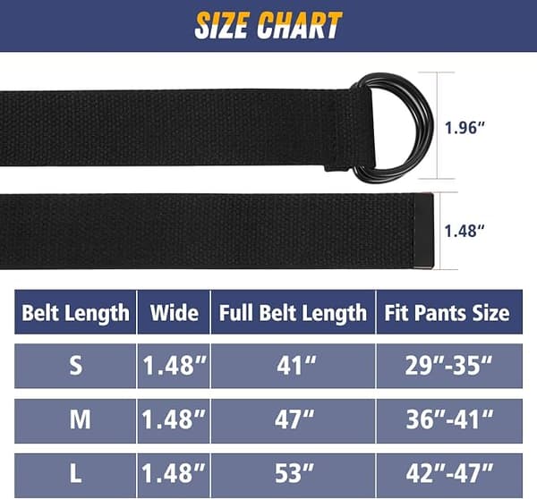 2-pak herre lærredsbælte med dobbelt D-ring, holdbart og justerbart afslappet webbælte med metalspænde til jeans, sort, grå, 140 cm 140cm black+gray