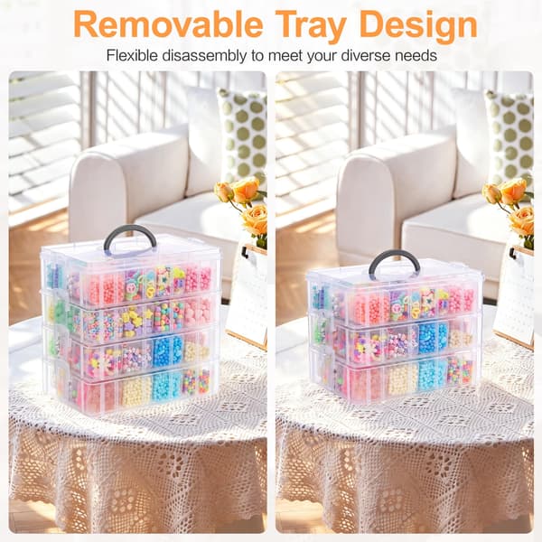 DILIBRA Pärlor Organizer Box, 2-vånings stapelbar 56 st Hantverksförvaringslåda 2-Tire 56 Pcs