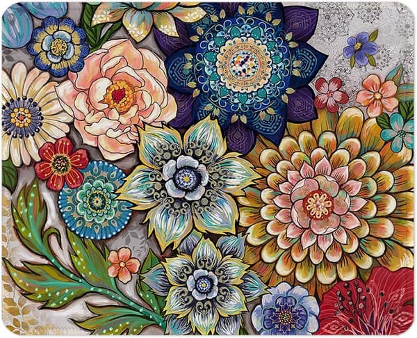 Musemåtte med syede kanter, Premium tekstureret musemåtte, Skridsikker gummi 260×210×3mm, Sukkulent blomst