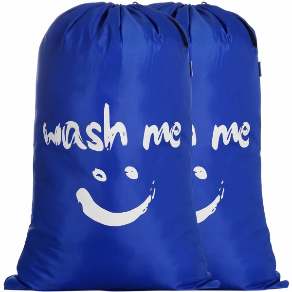 2-delt vasketøjspose rejse snavset vasketøj vasketøjsopsamler vaskepose vasketøjspose stor sammenfoldelig vasketøjskurv opbevaringstaske120L mørkeblå