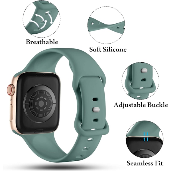 6-pak flettet Solo Loop kompatibel med Apple Watch-reimer 40mm 38mm 41mm for kvinner menn, justerbar nylon elastisk elastisk sportsutskiftningsbånd green 38/40/41MM